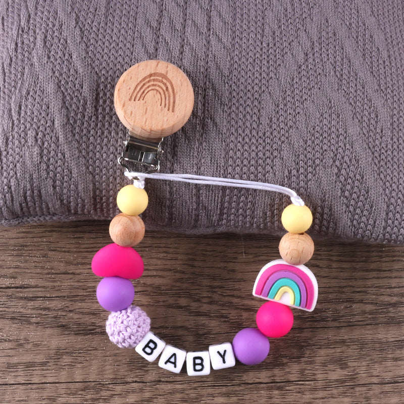 Rainbow Beech Clip Baby Silicone Puffer Chain - Cute and Colorful Accessory