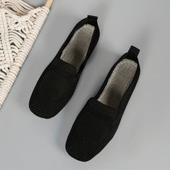 Women's Breathable Knit Flat Shoes Lightweight Closed Toe Slip On Shoes
