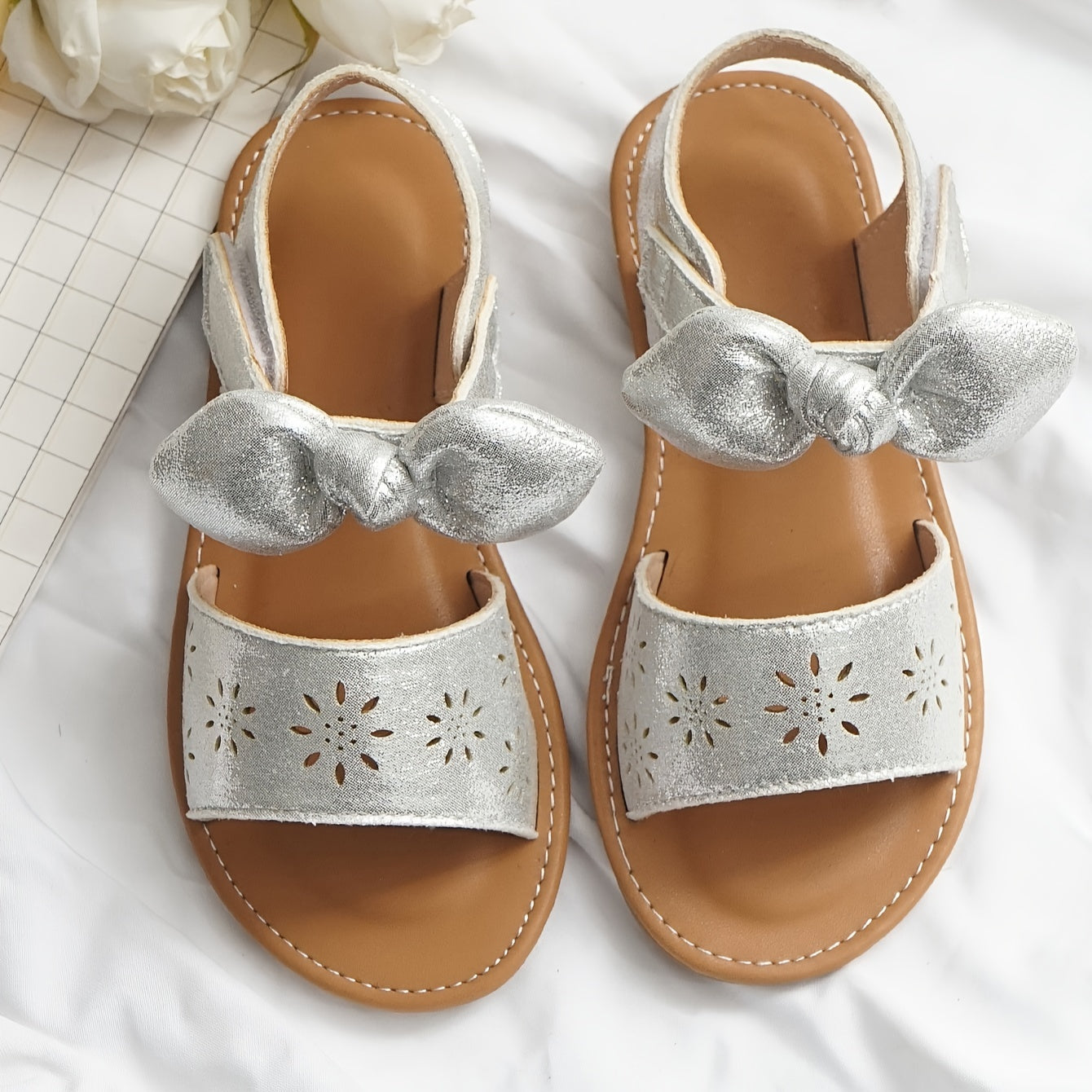 Bowknot Open Toe Sandals For Girls Lightweight Breathable Sandals