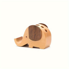 Creative Elephant Pen Holder Wooden Office Supplies Storage Desktop Decoration