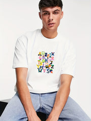 Men's Alphabet Pattern T-shirt for Outdoor Activities
