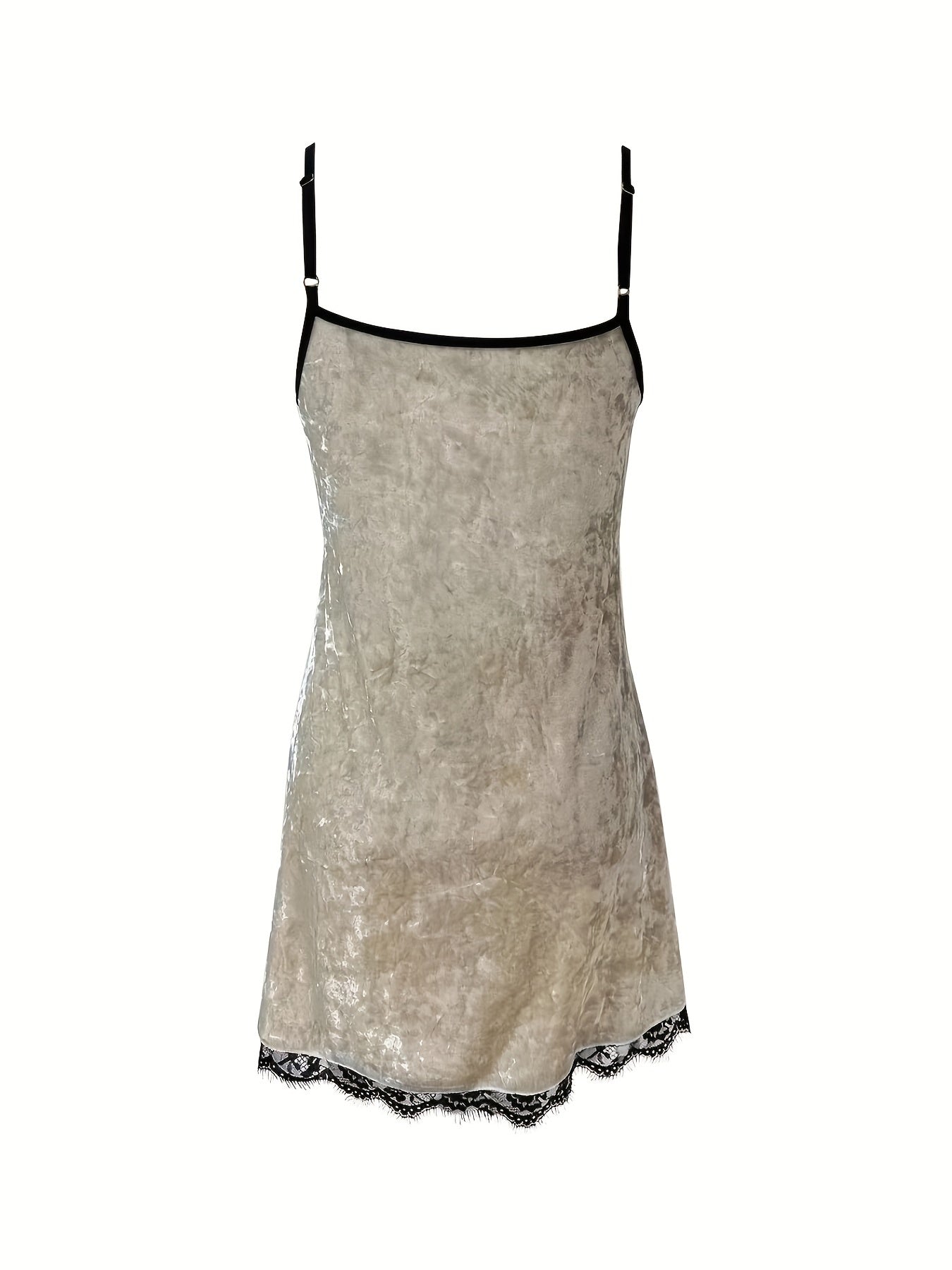 V Neck Velvet Slip Lounge Dress Women's Loungewear