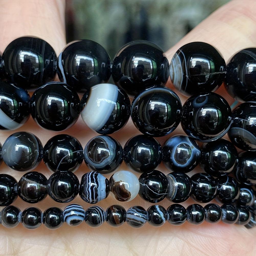 Striped Agate Stone Beads 4-12mm Loose Beads for Bracelet Necklace Making