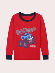 Toddler 2pcs Kid's Pajamas MONSTER TRUCKS Print Long Sleeve Top & Pants Set