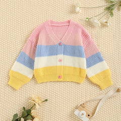 Toddler Girls Rainbow Knit Cardigan Top Kids Summer Clothes