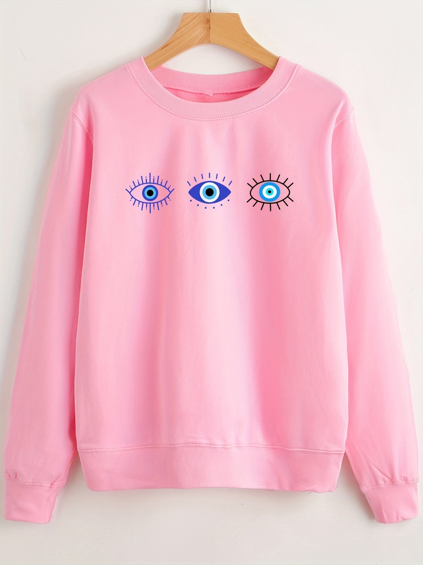 Evil Eye Print Pullover Sweatshirt for Women