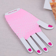 Fishnet Fingerless Wrist Gloves Solid Mesh Party Accessory