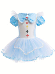 Cotton Solid Puff Sleeve Princess Tutu Dance Dress Ballet Leotard