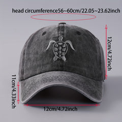 Vintage Washed Denim Baseball Cap Flying Turtle Curved Brim