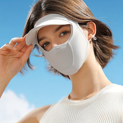 Breathable UV Face Covering With Brim Women Summer Mesh Mask Eye Protection