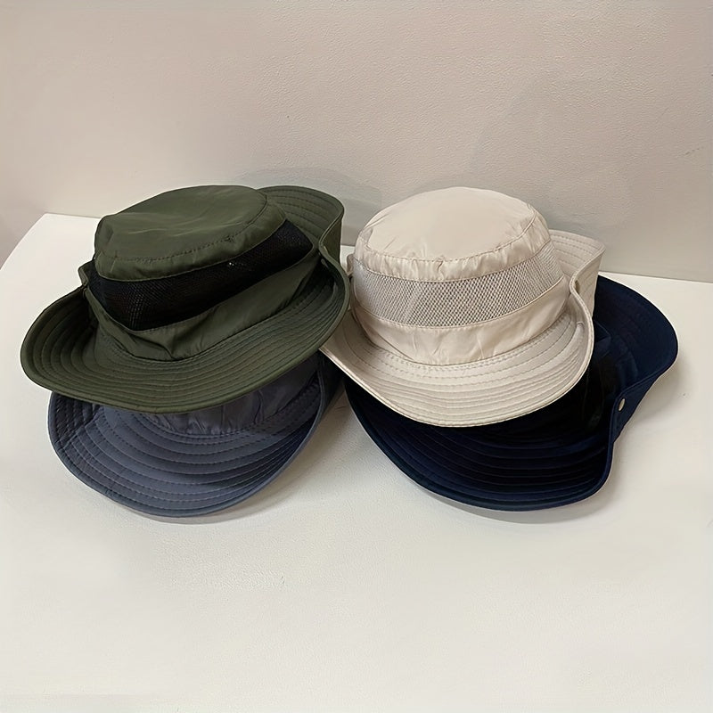 Big Brim Sun Protection Fishing Hat for Men Foldable Breathable Mesh Bucket Hat