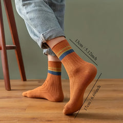 Men's Casual Striped Socks Deodorant Breathable Crew Socks