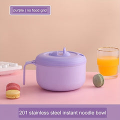 Stainless Steel Noodle Bowl with Lid, Bento Box, Portable Soup Bowl