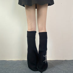 Spider Web Print Leg Warmers Dark Gothic Knee High Socks Women's Stockings
