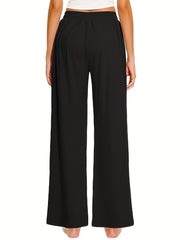Elastic Waist Yoga Pants Loose Fit High Stretch Sporty Pants