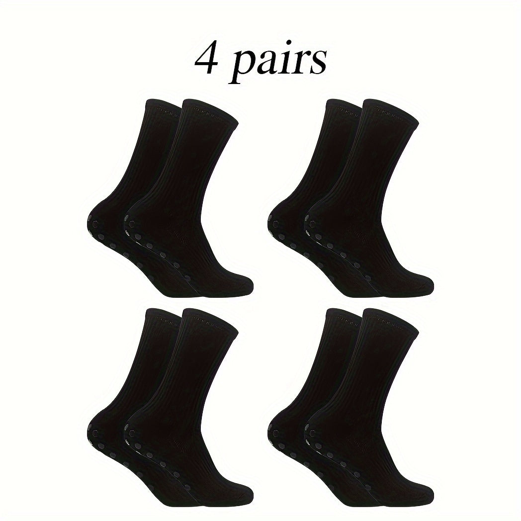 4 Pairs Non Slip Soccer Socks Breathable Crew Socks