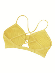 3pcs Girls Camisole Bras Ribbed Breathable Bow Shape Multiple Colors