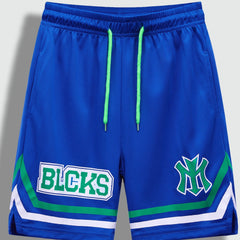 Letter Print Boys Active Shorts Quick-dry Drawstring Sports Shorts