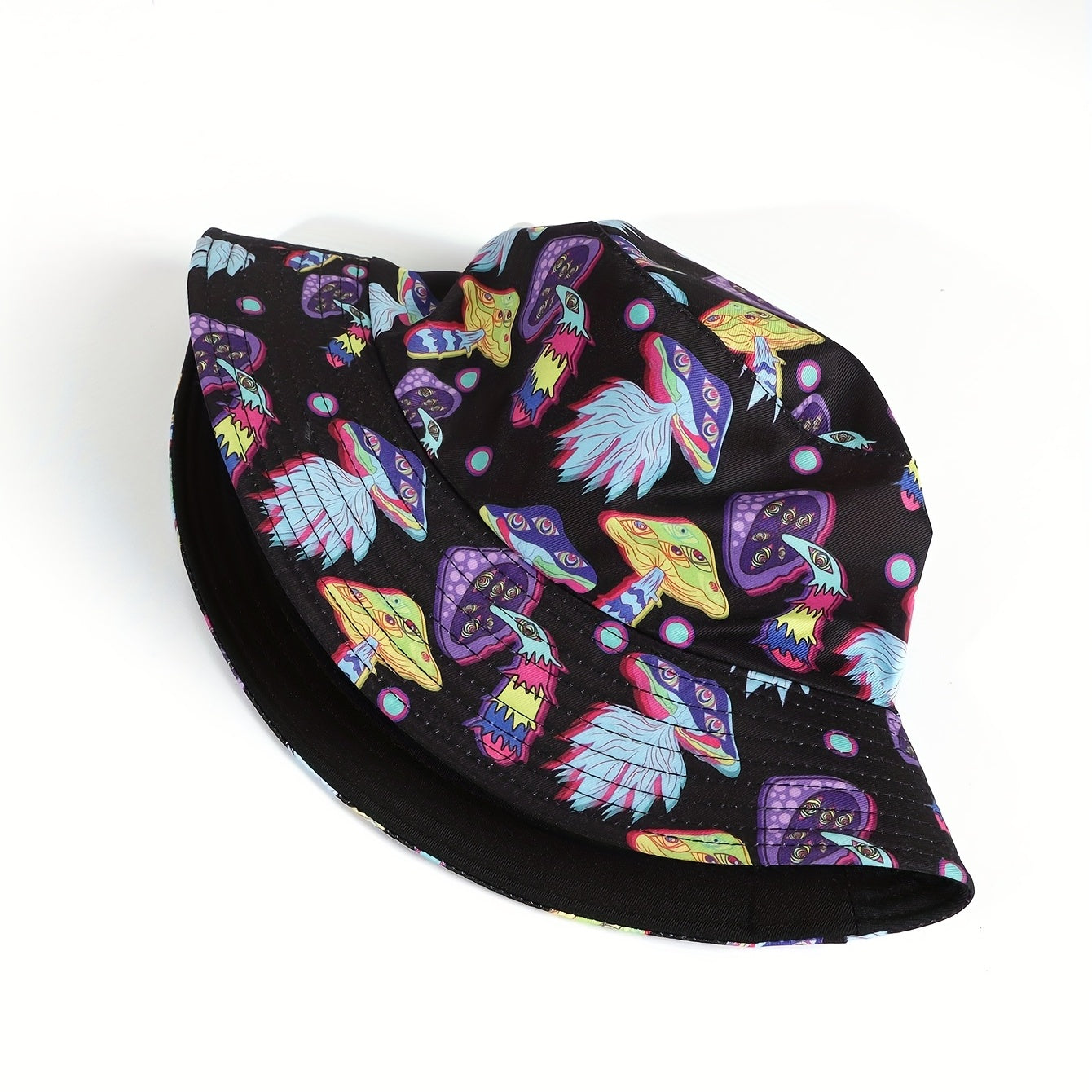 Mushroom Print Reversible Bucket Hat Vintage Sunscreen Basin Hat
