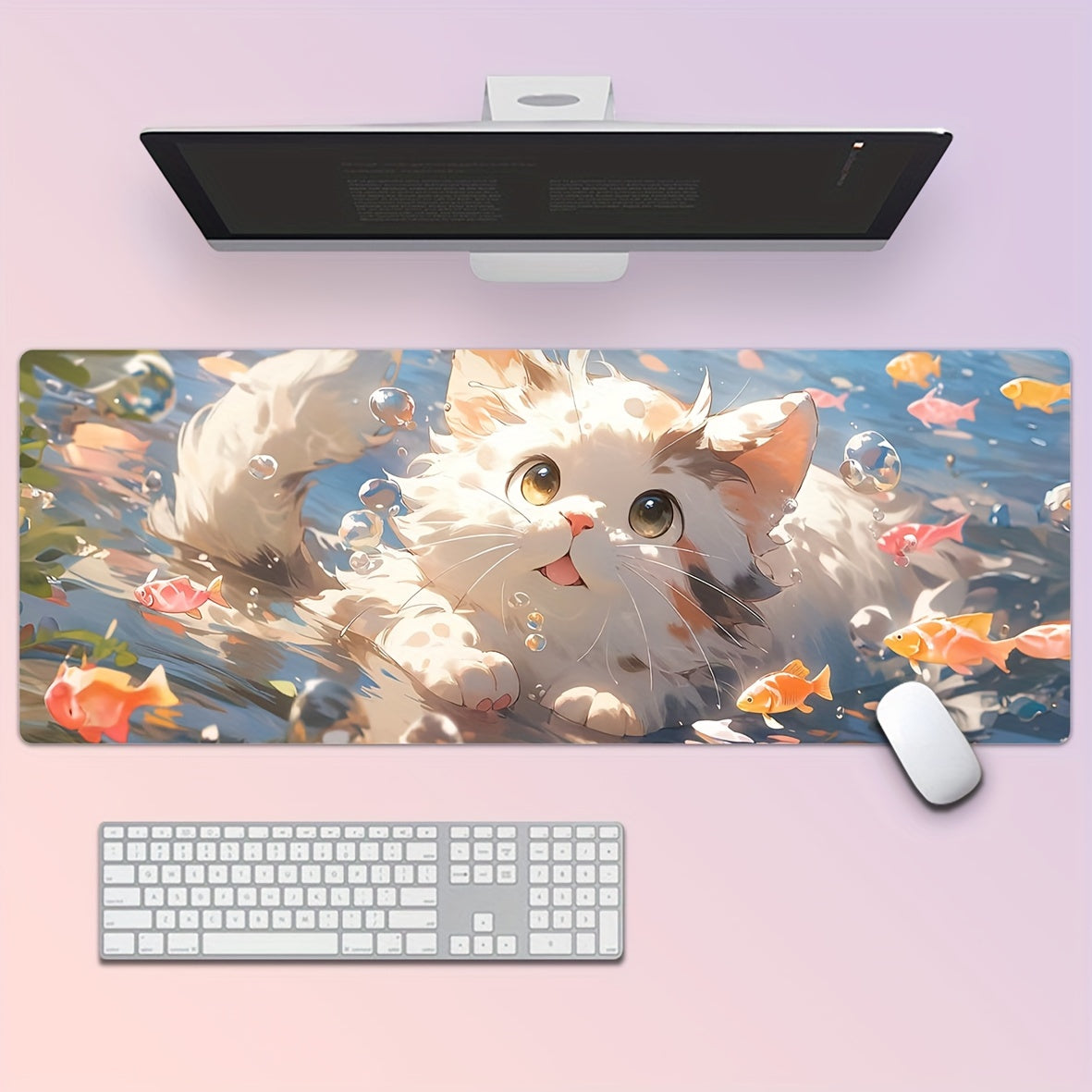 Anime Cat Mouse Pad Oversized Non-slip Table Mat