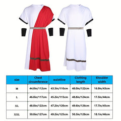 Medieval Roman Men'S Greek Mythology Costume Red with Waist Tie Armored Prince