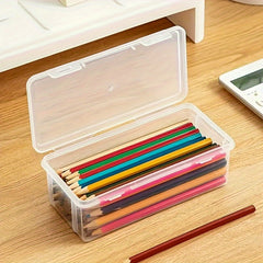 Waterproof Transparent Plastic Pencil Box Flip Top Organizer