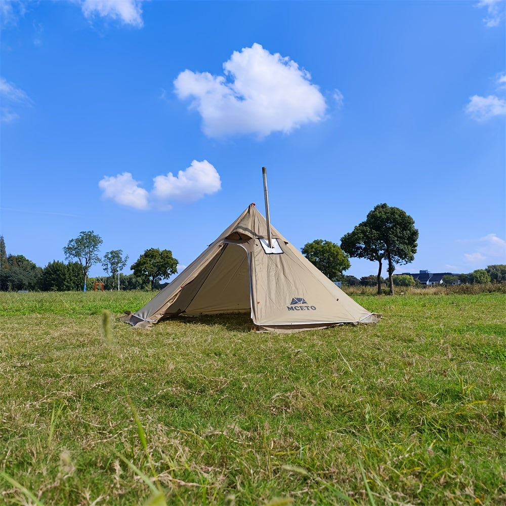 Large Pyramid Heat Tent 4 Seasons Camping Tent with Smoke Window Fireproof Cloth