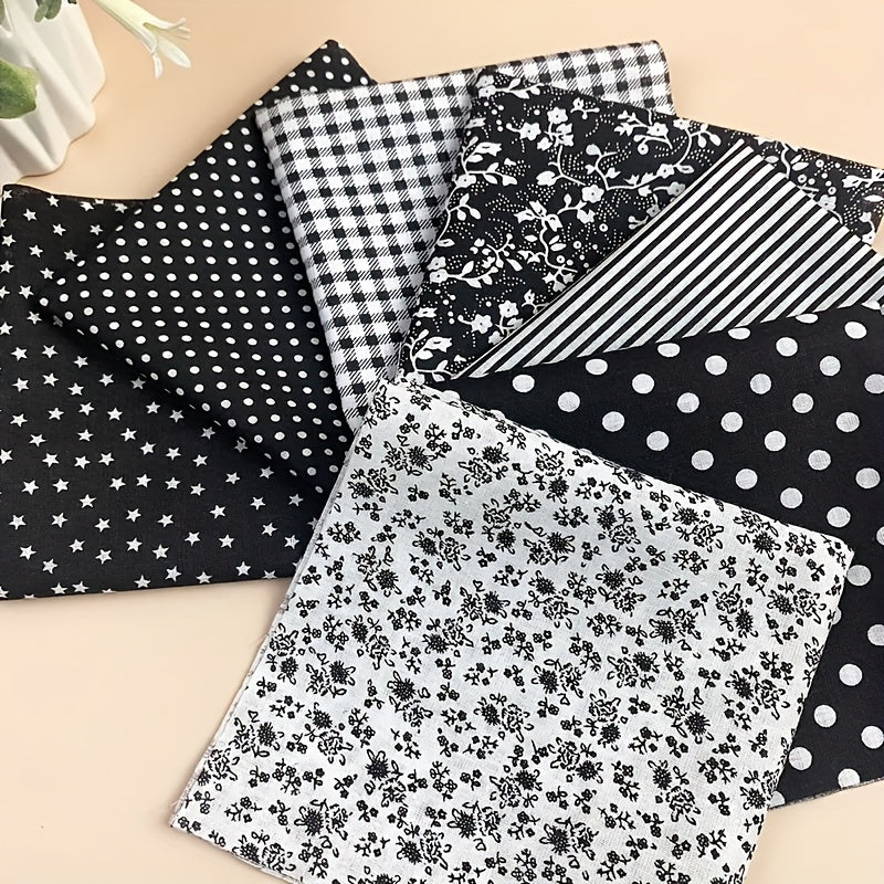 7pcs Patchwork Cloth Set Cotton Floral Plaid Polka Dot Fabric Diy Cotton Cloth