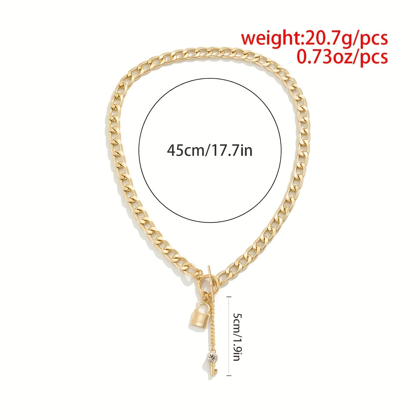 Lock & Key Chain Necklace - Gothic Style Pendant