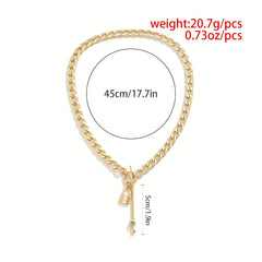 Lock & Key Chain Necklace - Gothic Style Pendant