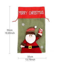 Large 3D Sackcloth Xmas Gift Bag Santa Back Bag