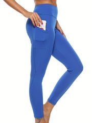 High Waist Patchwork Leggings with Pocket - Sporty Yoga Fitness Pants