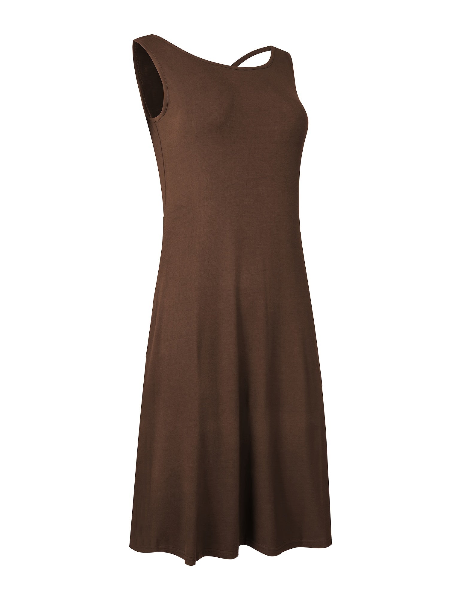 Solid Sleeveless Dress Loose Crew Neck Dress Casual Every Dress Women's Clothing