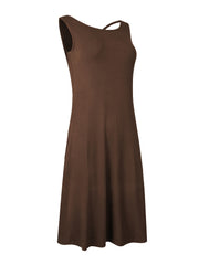 Solid Sleeveless Dress Loose Crew Neck Dress Casual Every Dress Women's Clothing