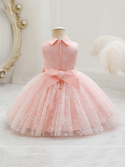 Baby Girls Christmas Princess Dress Sleeveless Snowflake Bow Tutu Dress