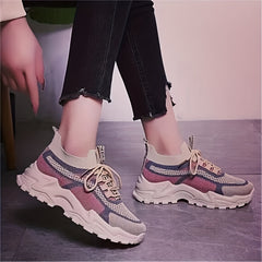 Mesh Tassel Pattern Sneakers Breathable Lace Up Round Toe Shoes