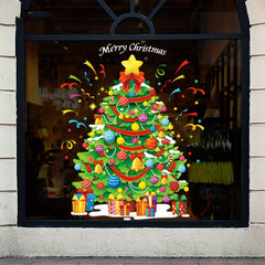 Christmas Window Clings Merry Christmas Tree Gift Pattern Decals