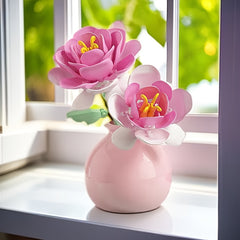 DIY Mini Building Rose Flower Green Plant Model Home Decor Toy