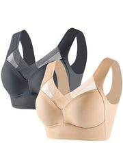 2pcs Wireless Mesh Bras Full Coverage Lingerie & Underwear