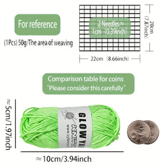 2 Skeins Glow In The Dark Yarn Polyester Luminous Glowing Yarn DIY Hand Knitting