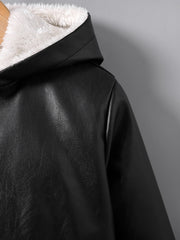 Baby Boys PU Leather Fleece-Lined Jacket