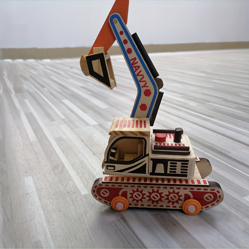 Wooden Mini Colorful Digging Machine Home Decoration Travel Crafts Wooden Toys