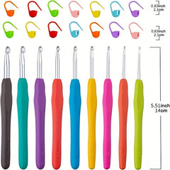 Crochet Kit: 9 Hooks, 14 Markers - Crocheting Tool Set