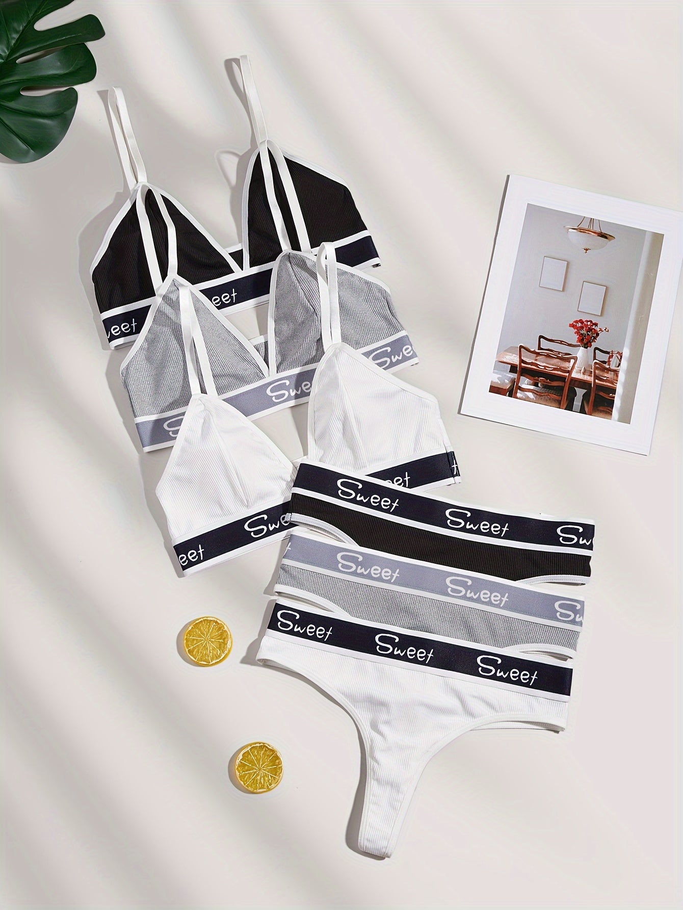 Letter Print Bra & Panties Lingerie Set