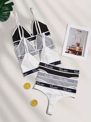 Letter Print Bra & Panties Lingerie Set