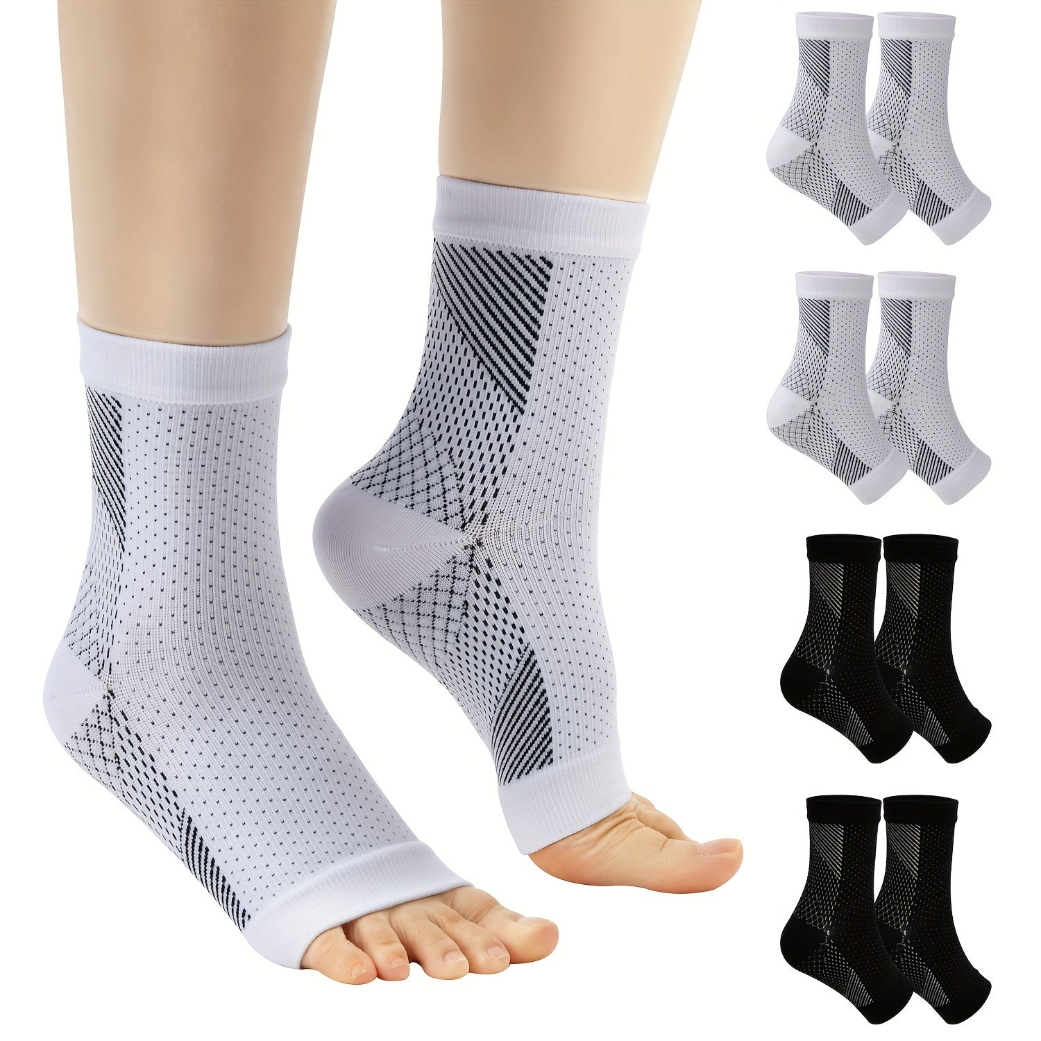 3 Pairs Toeless Compression Socks Nylon Blend Ankle Sleeves
