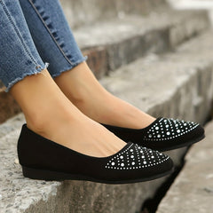 Women's Rhinestone Flat Shoes Soft Sole Slip On Shoes Comfy Walking
