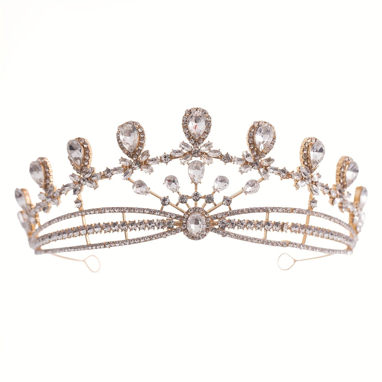 Silvery Crystal Queen Crown Tiara Rhinestone Wedding Tiaras Women Prom Crowns