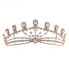 Silvery Crystal Queen Crown Tiara Rhinestone Wedding Tiaras Women Prom Crowns