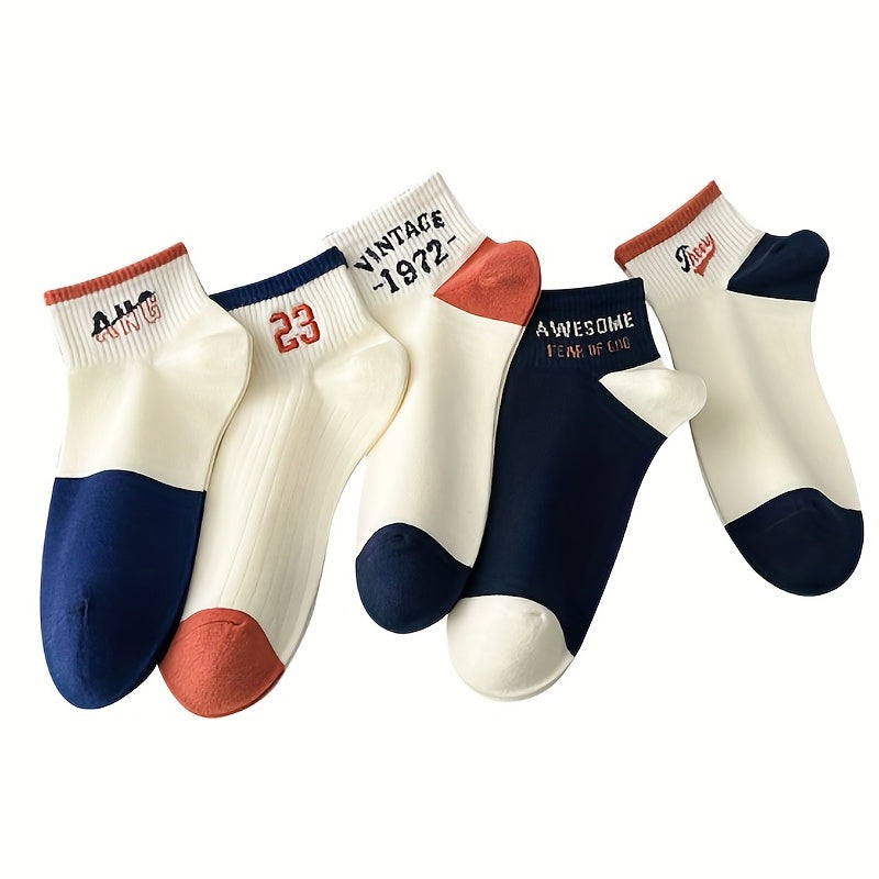 Men's Cotton Block Liner Anklets Socks Comfortable Breathable Sweat Absorbe